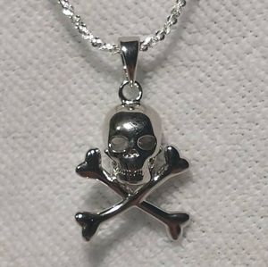 925 silver skull pendant necklace